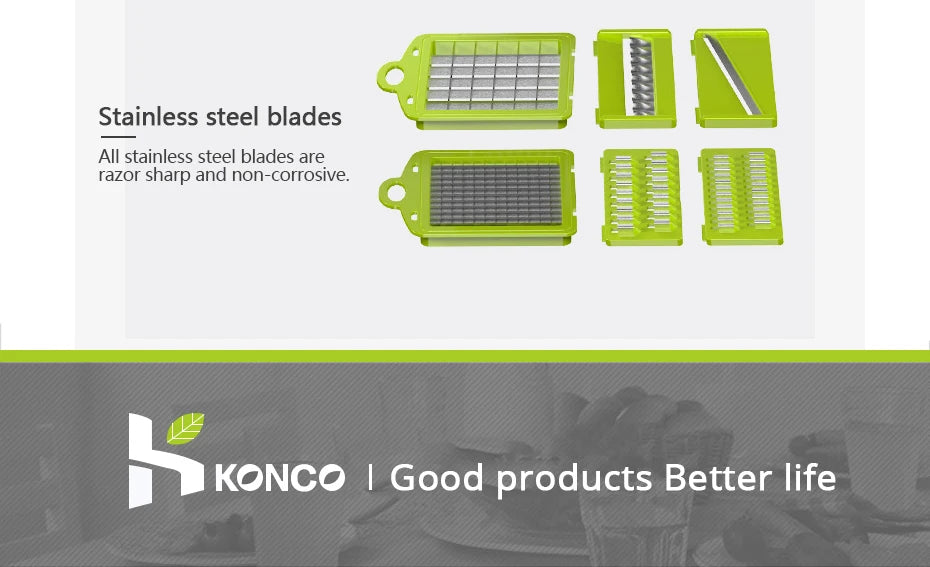 Konco Multi-functional Vegetable Fruits Tool Potato Masher ricer Vegetable Mandoline slicer Peeler Cutter Carrot Shredder Grater