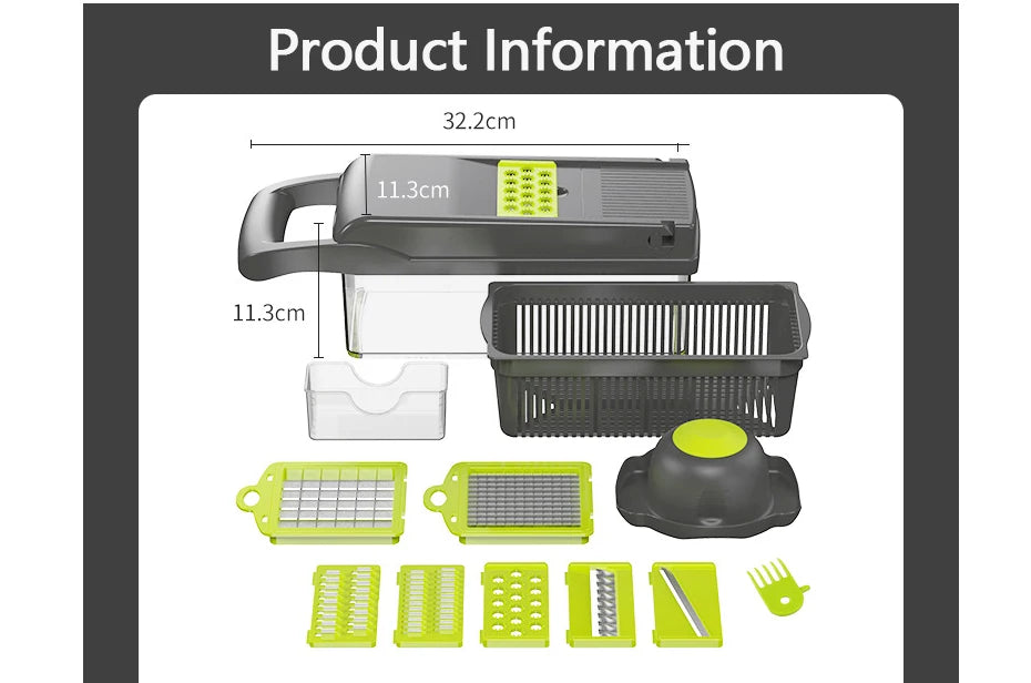 Konco Multi-functional Vegetable Fruits Tool Potato Masher ricer Vegetable Mandoline slicer Peeler Cutter Carrot Shredder Grater