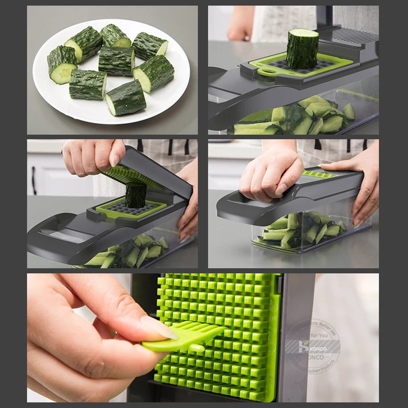 Konco Multi-functional Vegetable Fruits Tool Potato Masher ricer Vegetable Mandoline slicer Peeler Cutter Carrot Shredder Grater