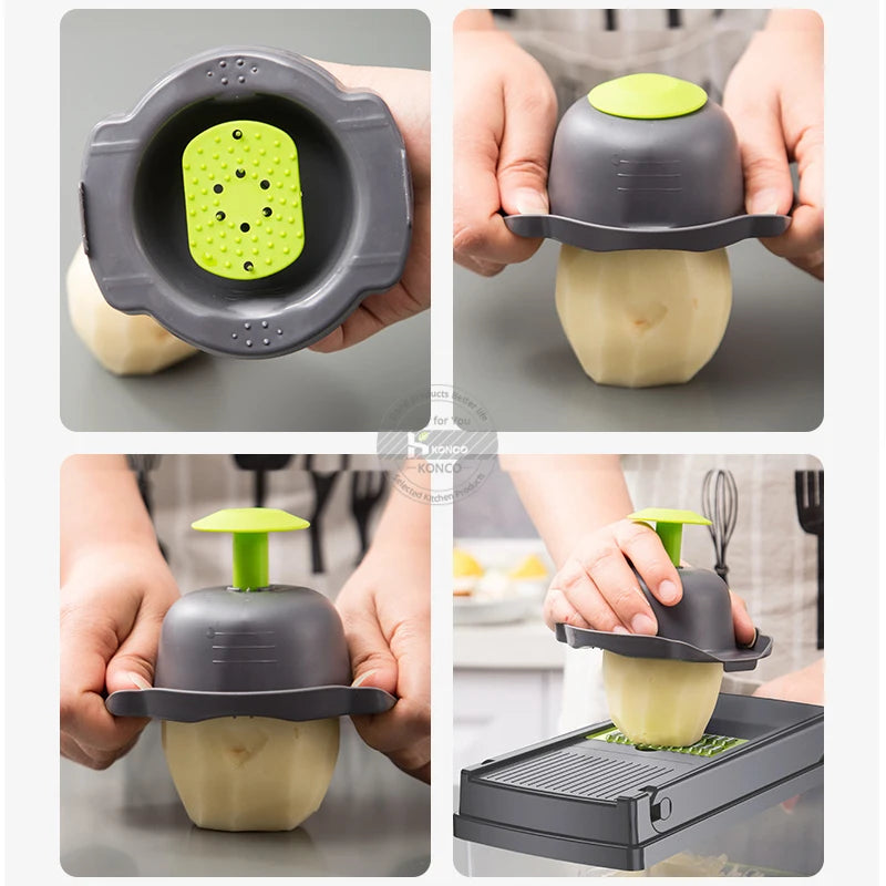 Konco Multi-functional Vegetable Fruits Tool Potato Masher ricer Vegetable Mandoline slicer Peeler Cutter Carrot Shredder Grater