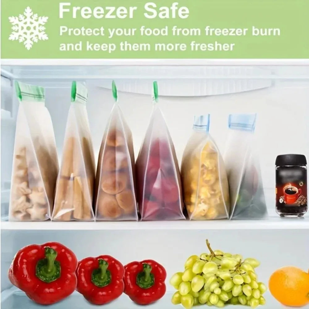 3pcs/set New PEVA Food Silicone Bag Reusable Leakproof Freezer Stand Up Bag Freezer Safe Fresh-keeping Zip Lock Bag