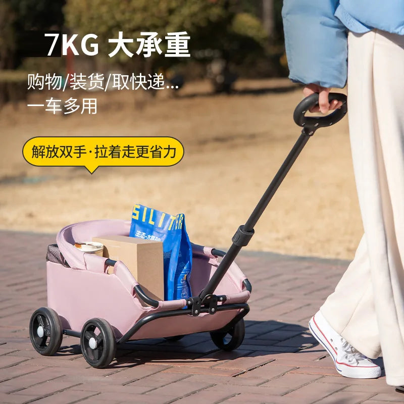 Small pet cart, dog, cat, teddy cart, outdoor small pet cart, lightweight and foldable small cart