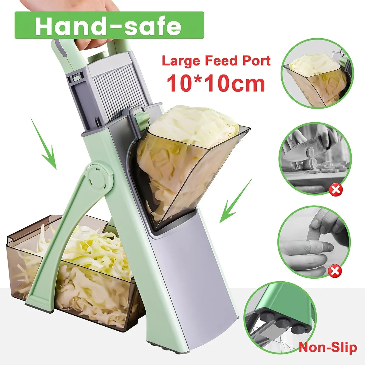 Easy Operation Vertical Food Chopper - Effortless Salad & Coleslaw Maker, Compact for Small Kitchens, Dishwasher Safe