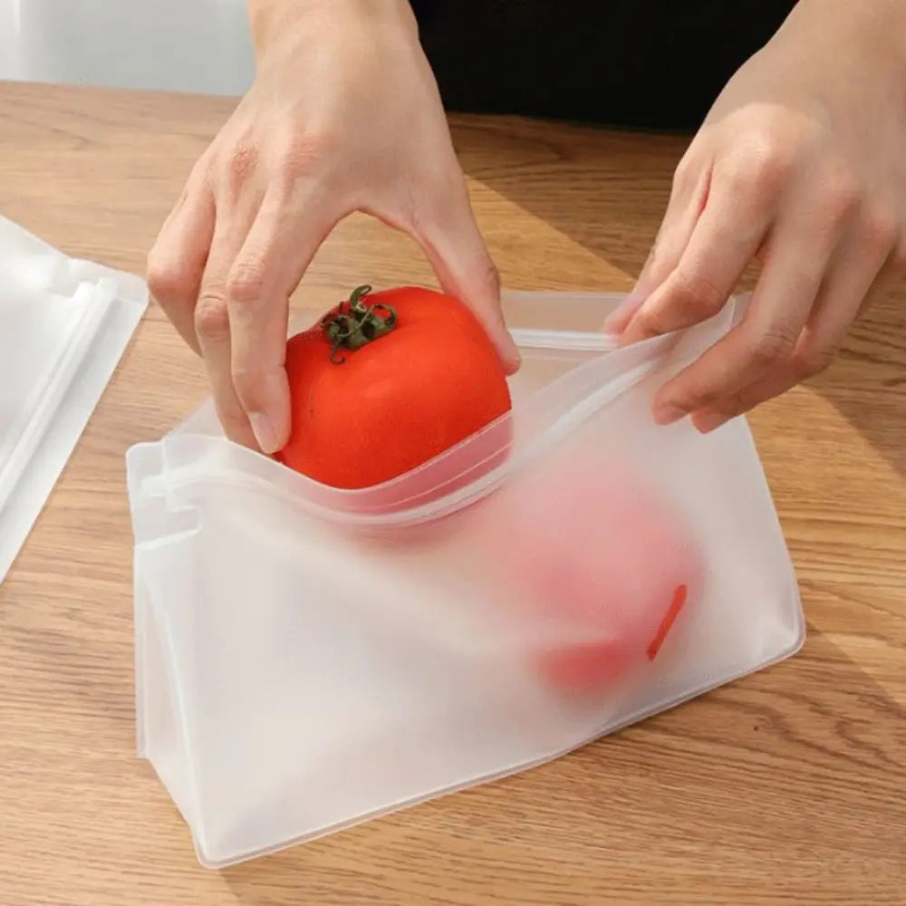 3pcs/set New PEVA Food Silicone Bag Reusable Leakproof Freezer Stand Up Bag Freezer Safe Fresh-keeping Zip Lock Bag