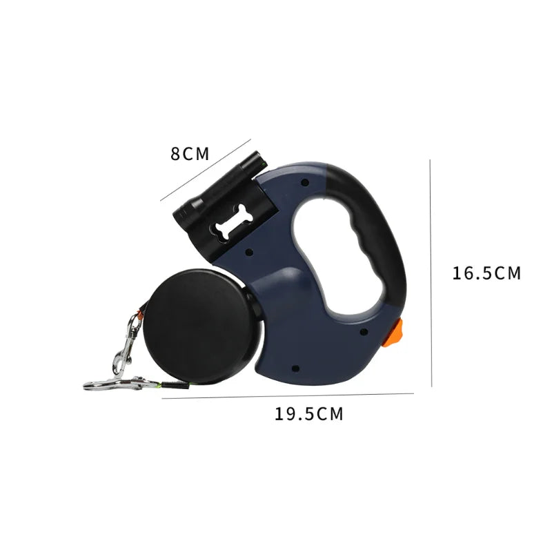 Premium 3M Retractable Double Dog Leash For Small Dogs Reflective 360 Swivel No Tangle Walking Pet Lead With LED Lights
