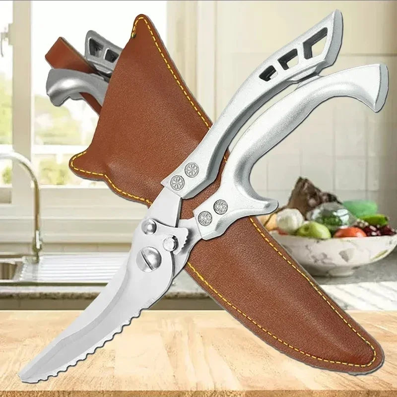 Laser Damascus Kitchen Knife Cleaver Meat Fruit Bread Knife Barbecue Boning Knife Cut Chicken Convenient Scissors Kitchen Knives