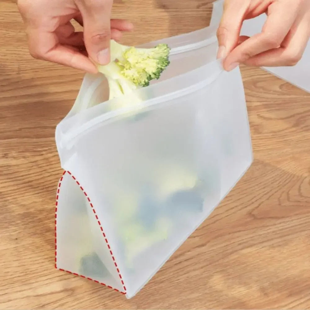 3pcs/set New PEVA Food Silicone Bag Reusable Leakproof Freezer Stand Up Bag Freezer Safe Fresh-keeping Zip Lock Bag