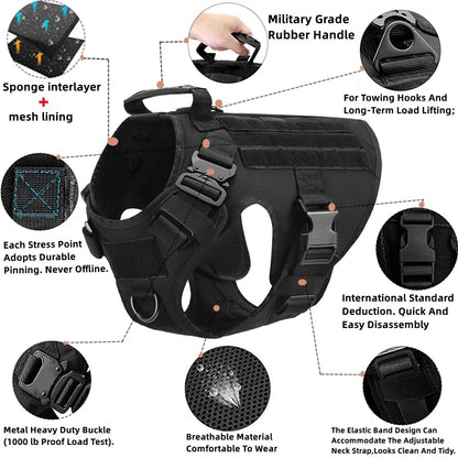 Military Dog Harness Set – Tactical Vest with Leash for Large Dogs