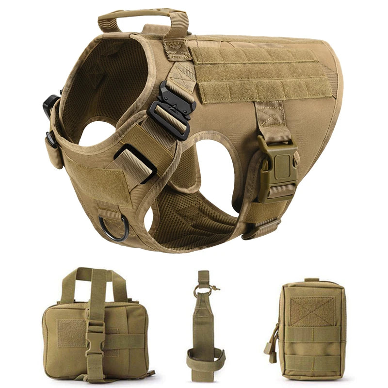 Military Dog Harness Set – Tactical Vest with Leash for Large Dogs