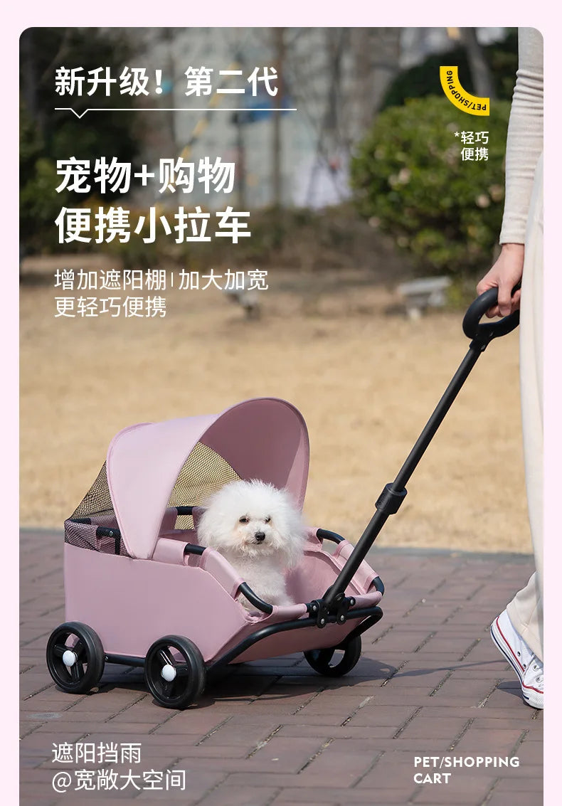 Small pet cart, dog, cat, teddy cart, outdoor small pet cart, lightweight and foldable small cart