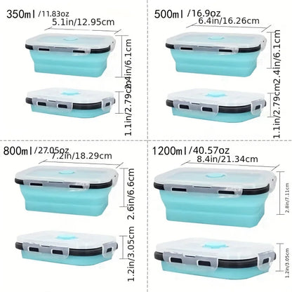 Space-Saving Food Containers – Foldable Silicone Lunch Box Set