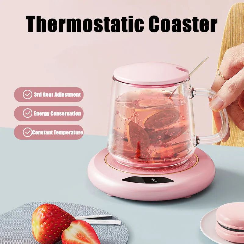 Smart Cup Warmer – USB Heating Coaster with 3 Temperature Settings (55°C)