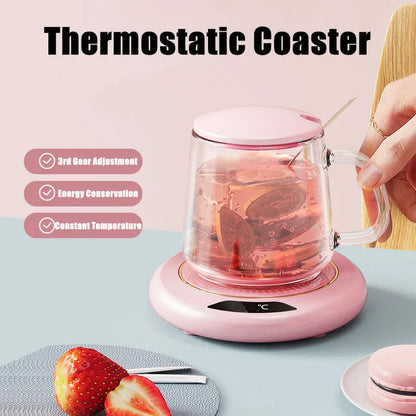 Smart Cup Warmer – USB Heating Coaster with 3 Temperature Settings (55°C)