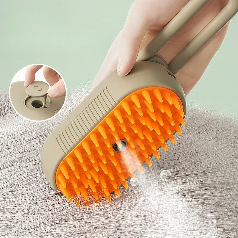 3-in-1 Pet Grooming Brush – Electric Steam Comb & Massage Tool