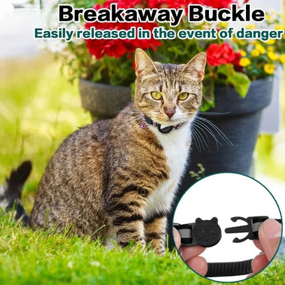 Cute Cat Collar Airtag Breakaway Reflective Kitten Collar with Bell for Apple Air Tag Holder Bell Nylon Silicone Collar for Cats
