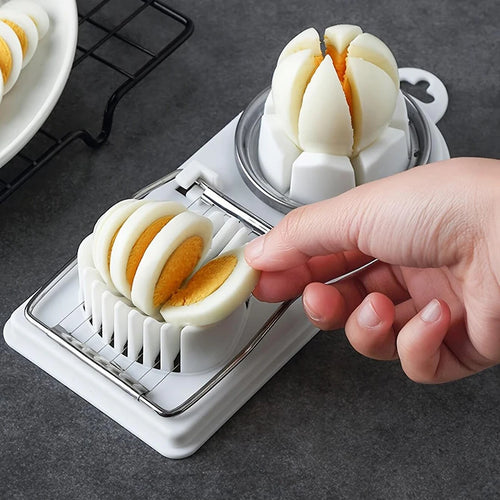 Stainless Steel Egg Cutter – Dual-Purpose Wire Slicer with Base