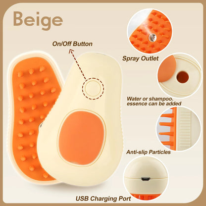 3-in-1 Pet Grooming Brush – Electric Steam Comb & Massage Tool