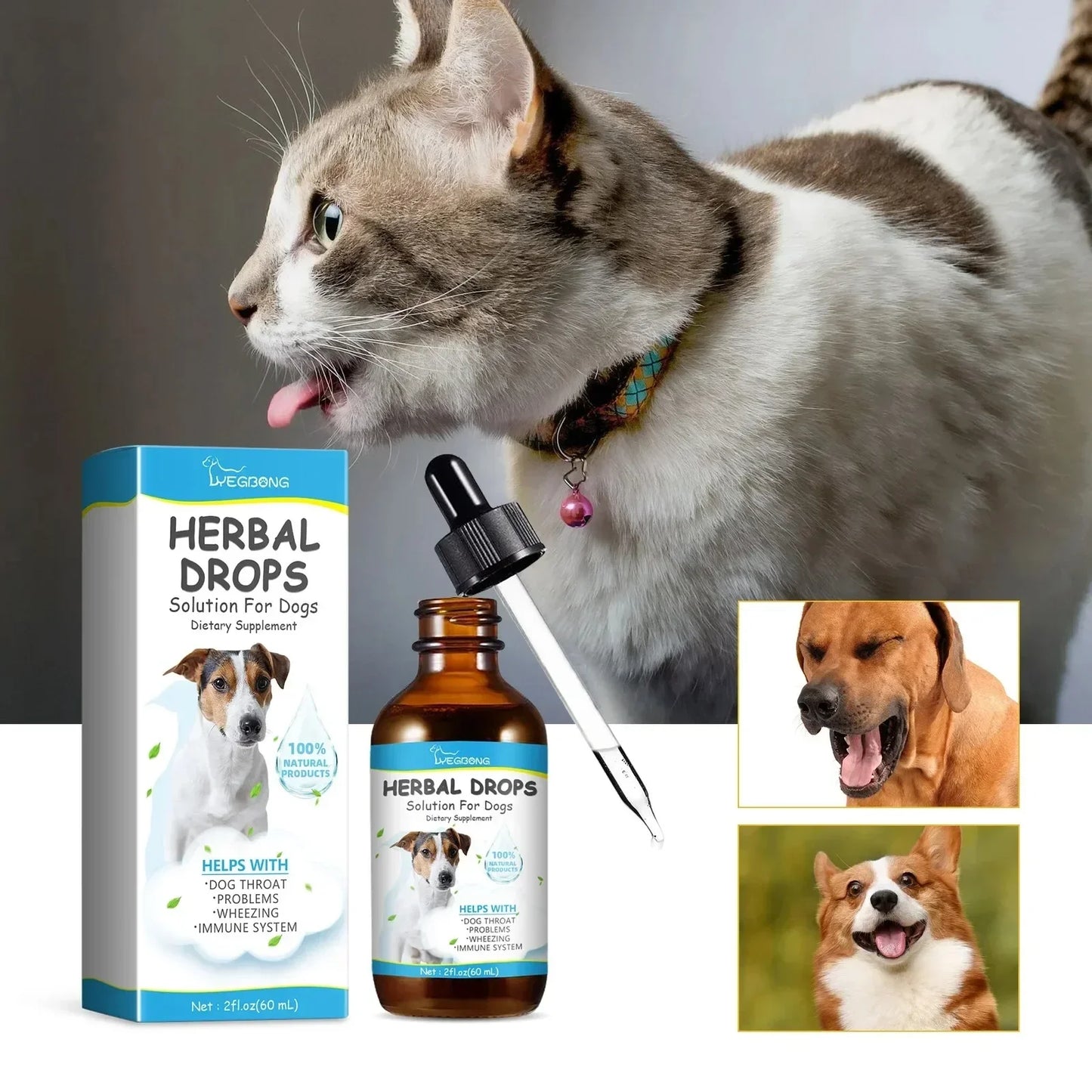 Pet Cough Drop Herbal Cough Soothing Relief Reduce Throat Discomfort Sneezing Treatment Strengthen Immunity Dog Calming Medicine