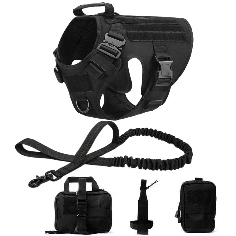 Military Dog Harness Set – Tactical Vest with Leash for Large Dogs