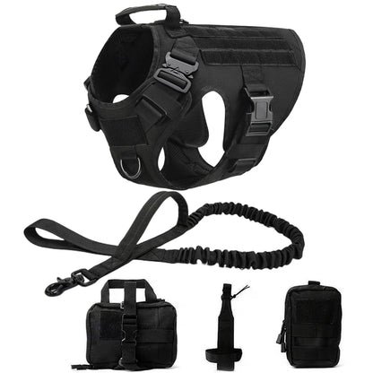 Military Dog Harness Set – Tactical Vest with Leash for Large Dogs