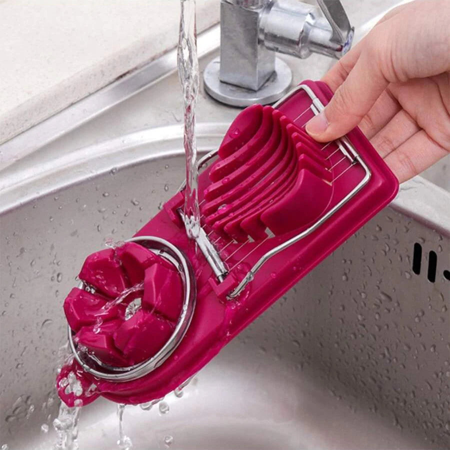 Stainless Steel Egg Cutter – Dual-Purpose Wire Slicer with Base