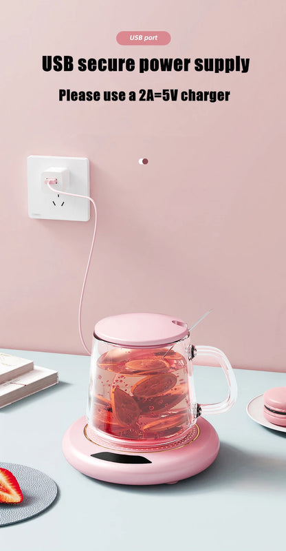 Smart Cup Warmer – USB Heating Coaster with 3 Temperature Settings (55°C)