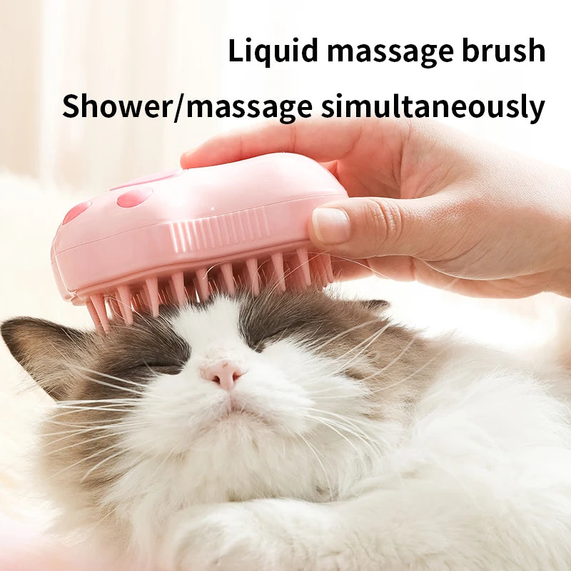 3-in-1 Pet Grooming Brush – Electric Steam Comb & Massage Tool
