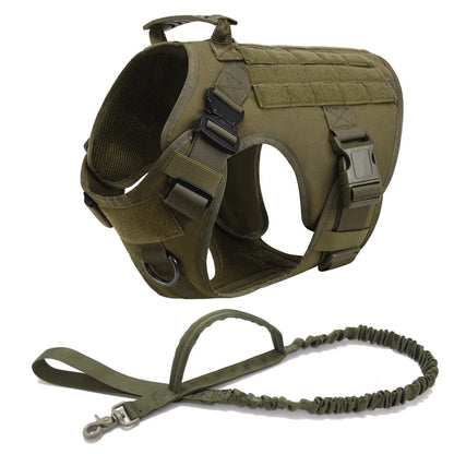 Military Dog Harness Set – Tactical Vest with Leash for Large Dogs