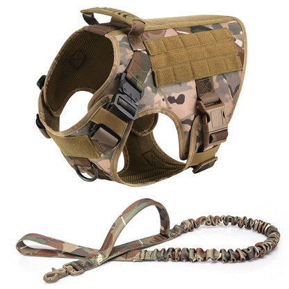 Military Dog Harness Set – Tactical Vest with Leash for Large Dogs