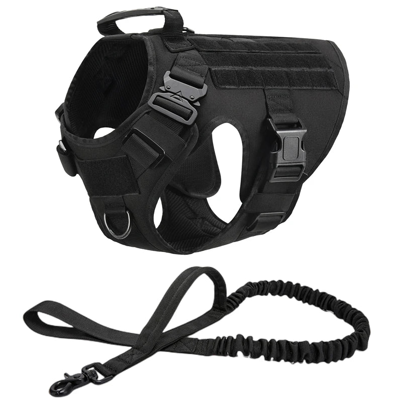Military Dog Harness Set – Tactical Vest with Leash for Large Dogs
