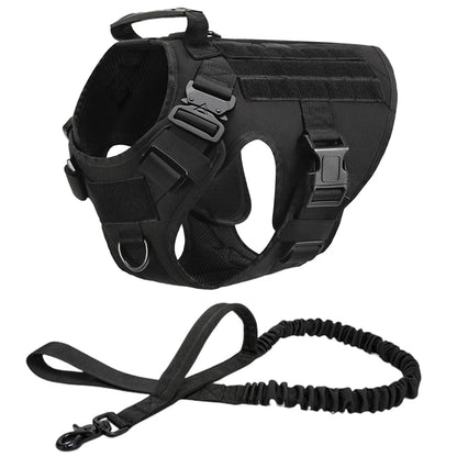 Military Dog Harness Set – Tactical Vest with Leash for Large Dogs