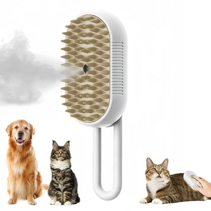 3-in-1 Pet Grooming Brush – Electric Steam Comb & Massage Tool