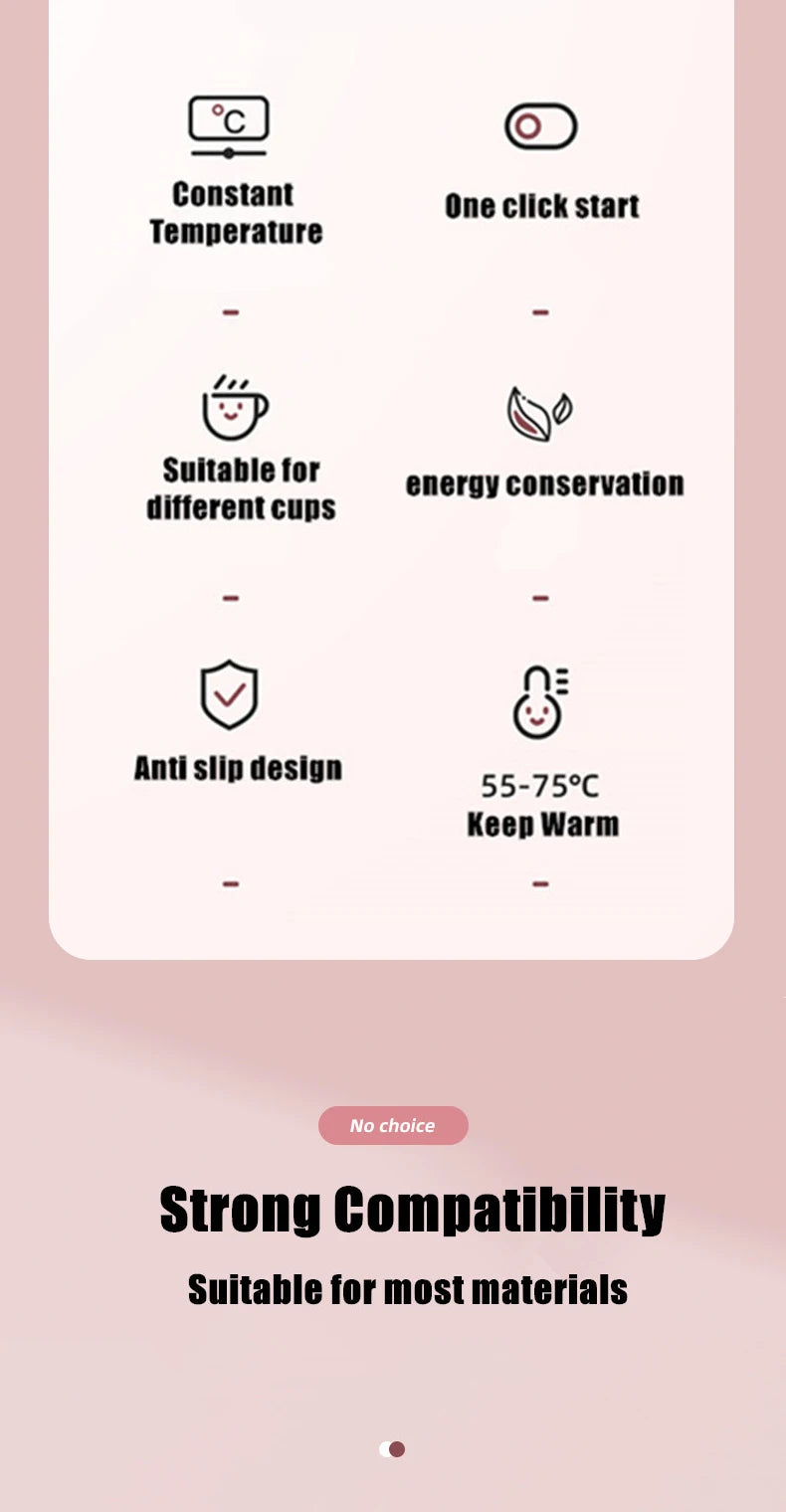 Smart Cup Warmer – USB Heating Coaster with 3 Temperature Settings (55°C)