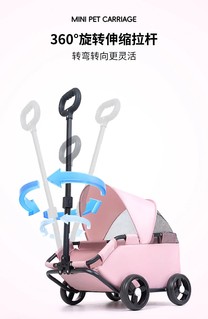 Small pet cart, dog, cat, teddy cart, outdoor small pet cart, lightweight and foldable small cart
