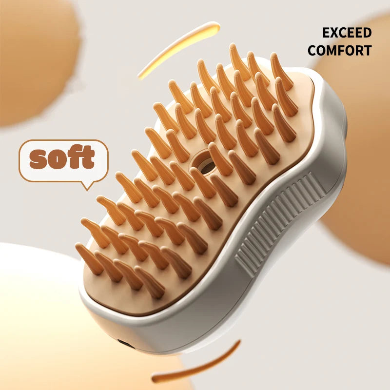 3-in-1 Pet Grooming Brush – Electric Steam Comb & Massage Tool