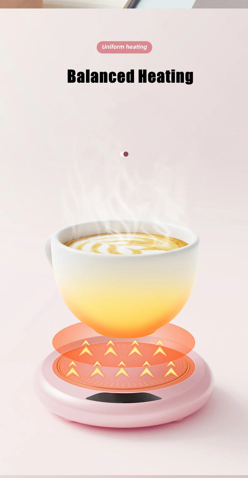 Smart Cup Warmer – USB Heating Coaster with 3 Temperature Settings (55°C)