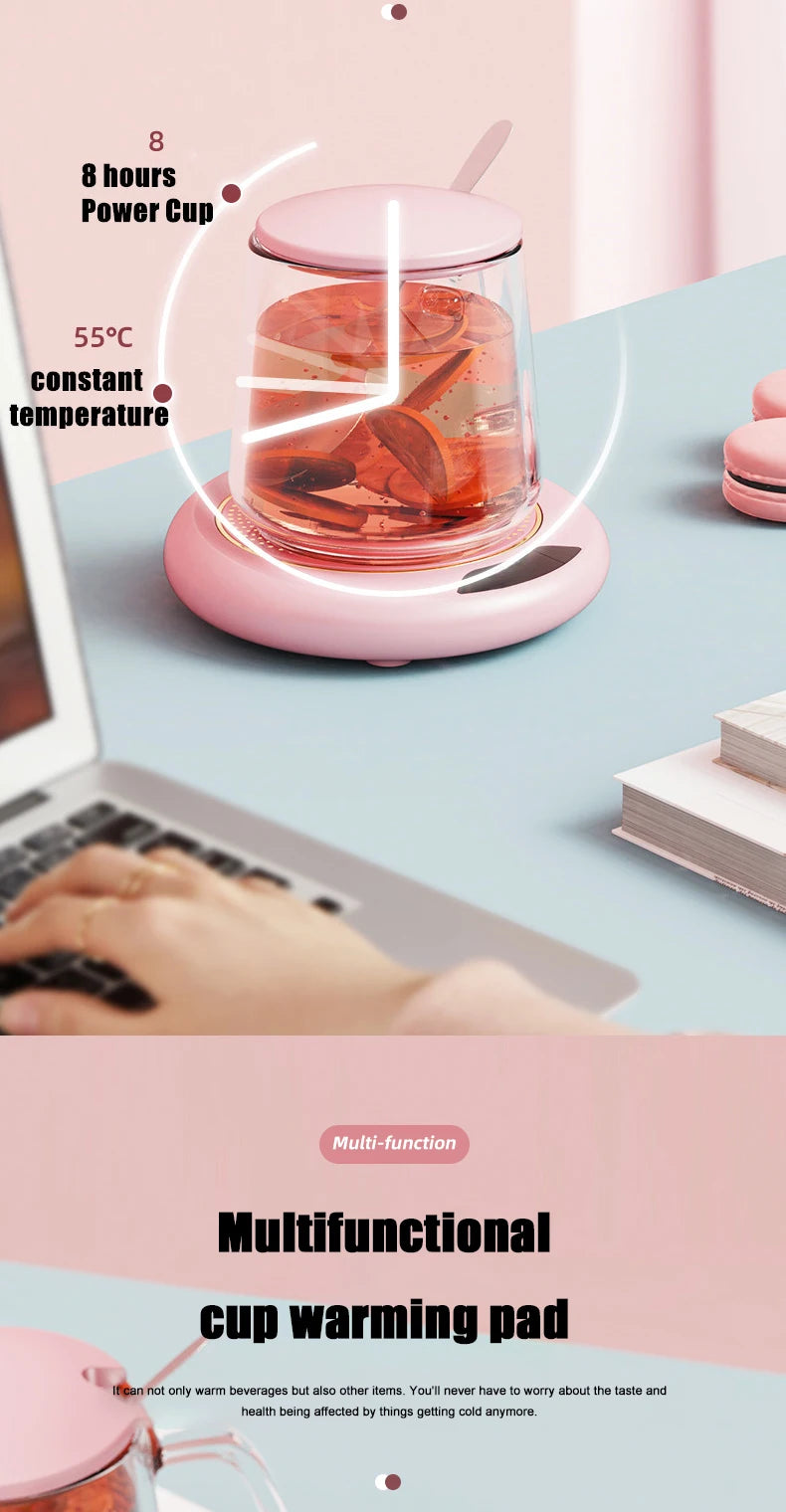 Smart Cup Warmer – USB Heating Coaster with 3 Temperature Settings (55°C)