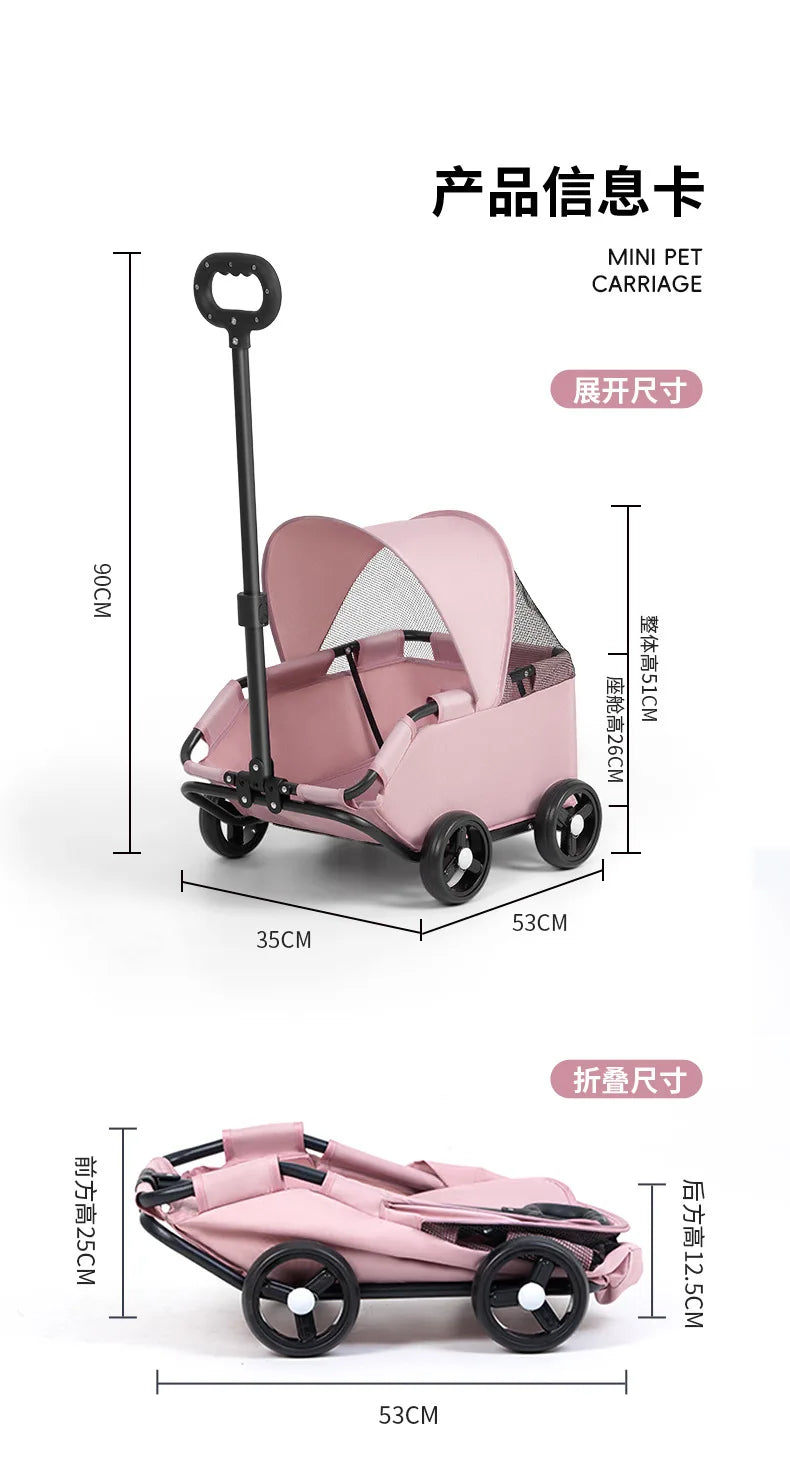 Small pet cart, dog, cat, teddy cart, outdoor small pet cart, lightweight and foldable small cart