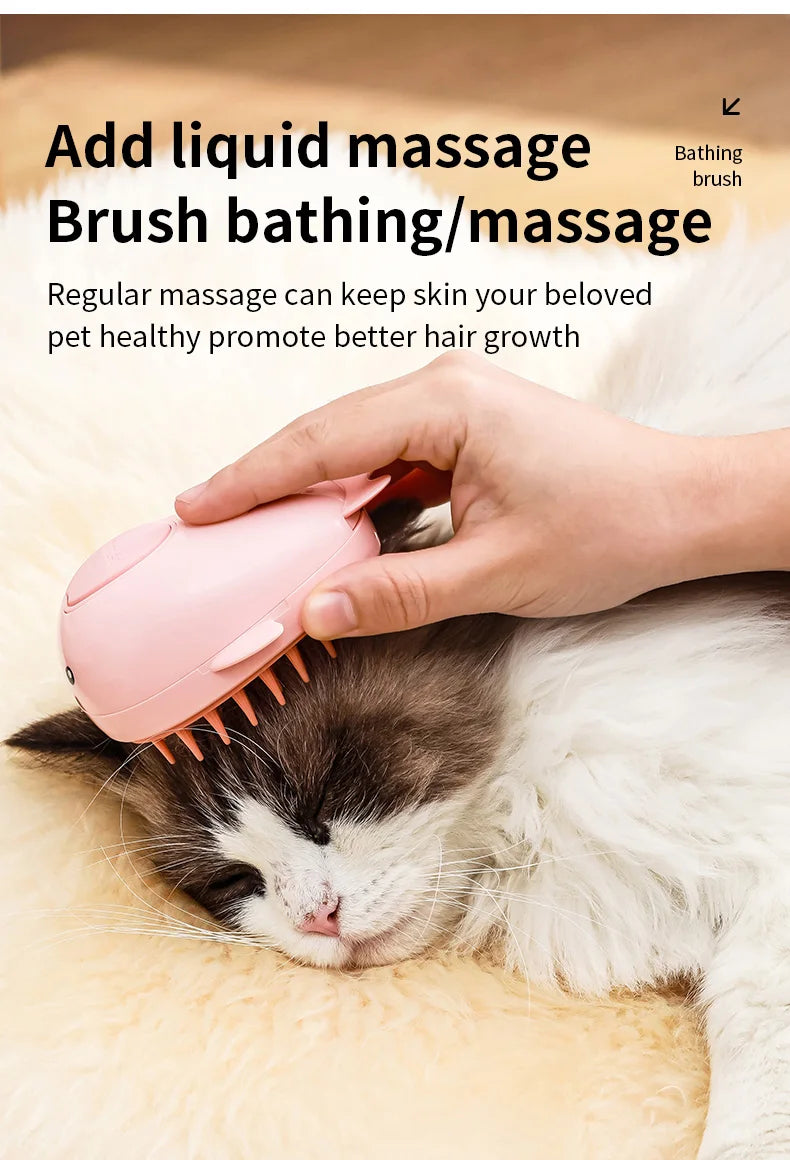 3-in-1 Pet Grooming Brush – Electric Steam Comb & Massage Tool