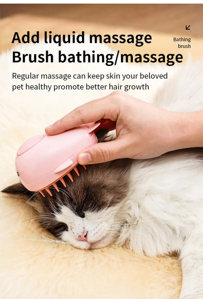 3-in-1 Pet Grooming Brush – Electric Steam Comb & Massage Tool