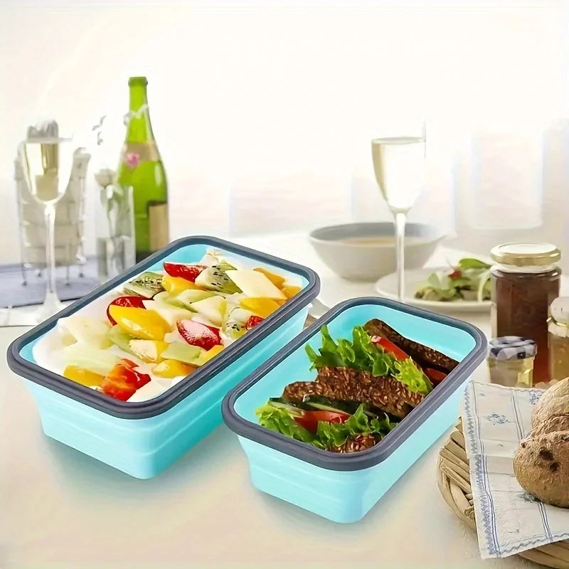 Space-Saving Food Containers – Foldable Silicone Lunch Box Set