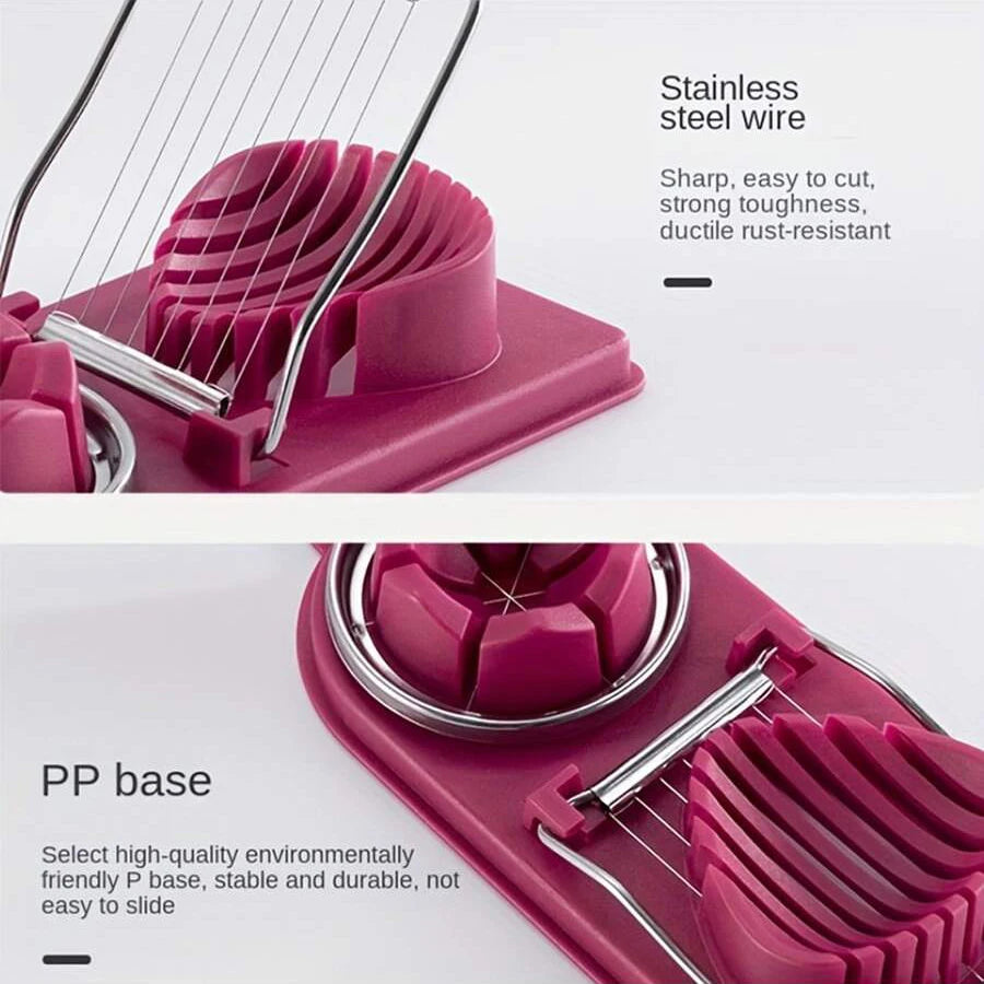 Stainless Steel Egg Cutter – Dual-Purpose Wire Slicer with Base