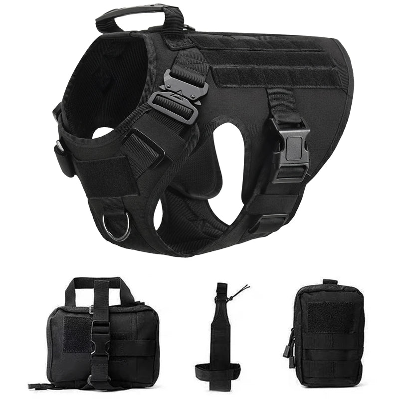 Military Dog Harness Set – Tactical Vest with Leash for Large Dogs