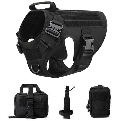 Military Dog Harness Set – Tactical Vest with Leash for Large Dogs