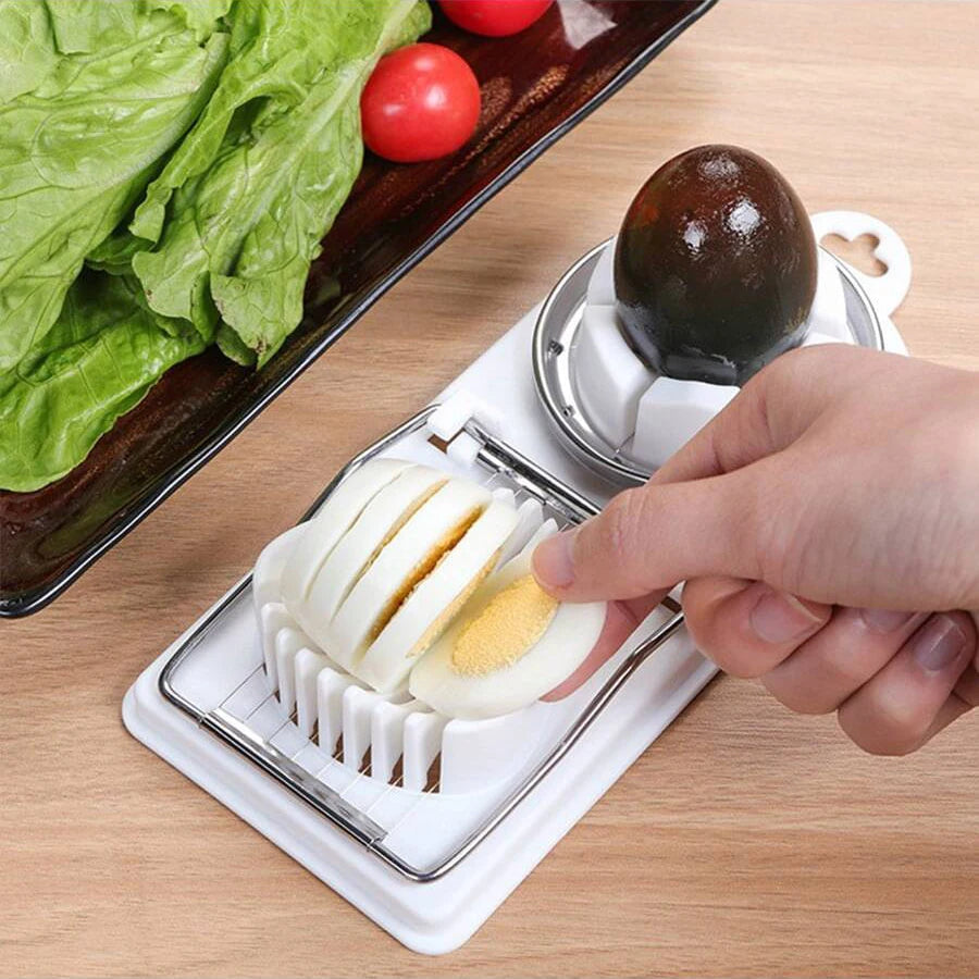 Stainless Steel Egg Cutter – Dual-Purpose Wire Slicer with Base
