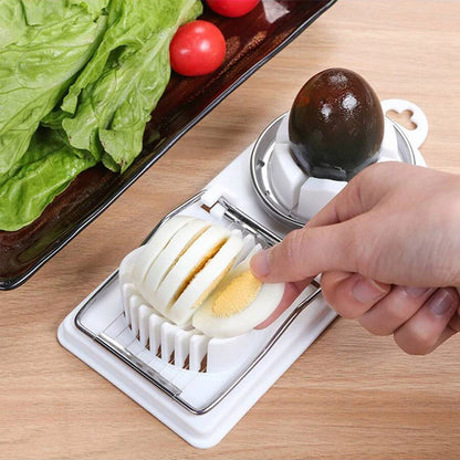 Stainless Steel Egg Cutter – Dual-Purpose Wire Slicer with Base