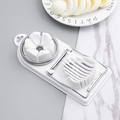 Stainless Steel Egg Cutter – Dual-Purpose Wire Slicer with Base