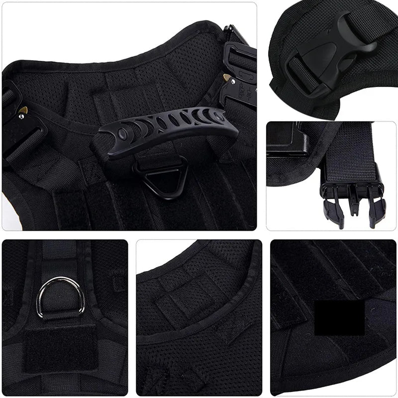 Military Dog Harness Set – Tactical Vest with Leash for Large Dogs