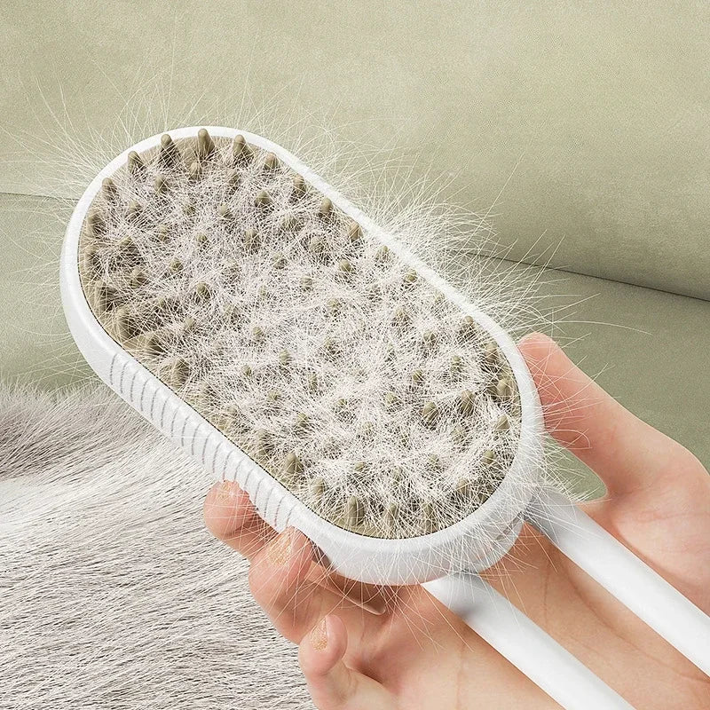 3-in-1 Pet Grooming Brush – Electric Steam Comb & Massage Tool