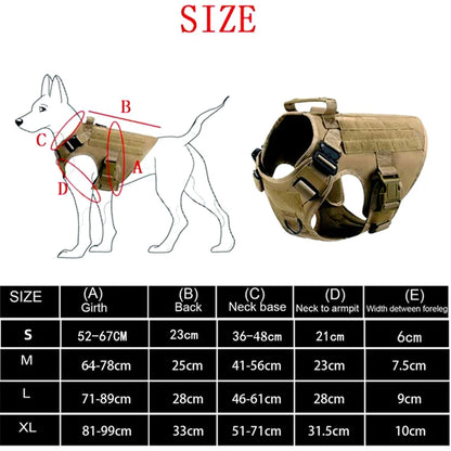 Military Dog Harness Set – Tactical Vest with Leash for Large Dogs